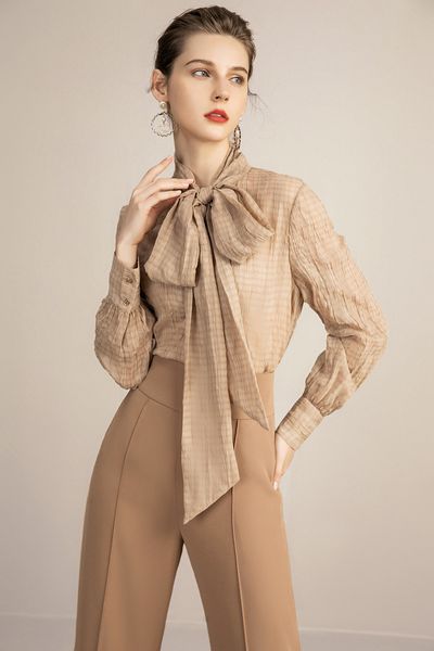 Sandstone Grace Bow Blouse