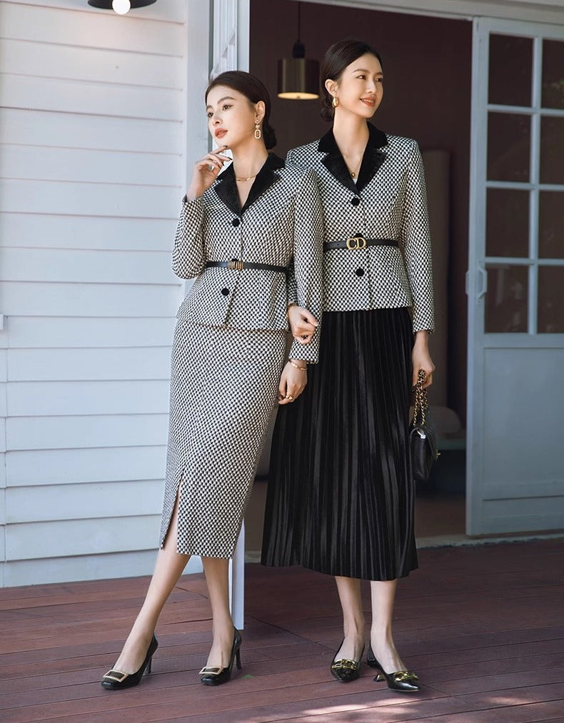 Classic Houndstooth Elegance Suit