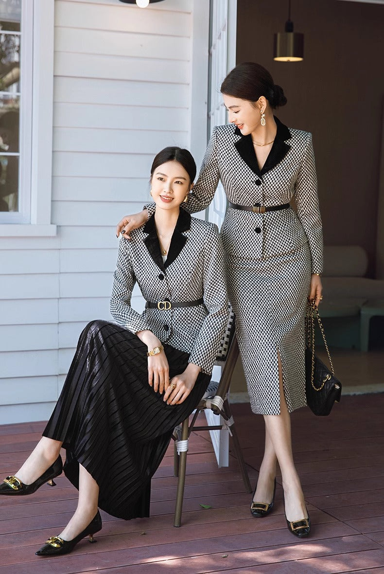Classic Houndstooth Elegance Suit
