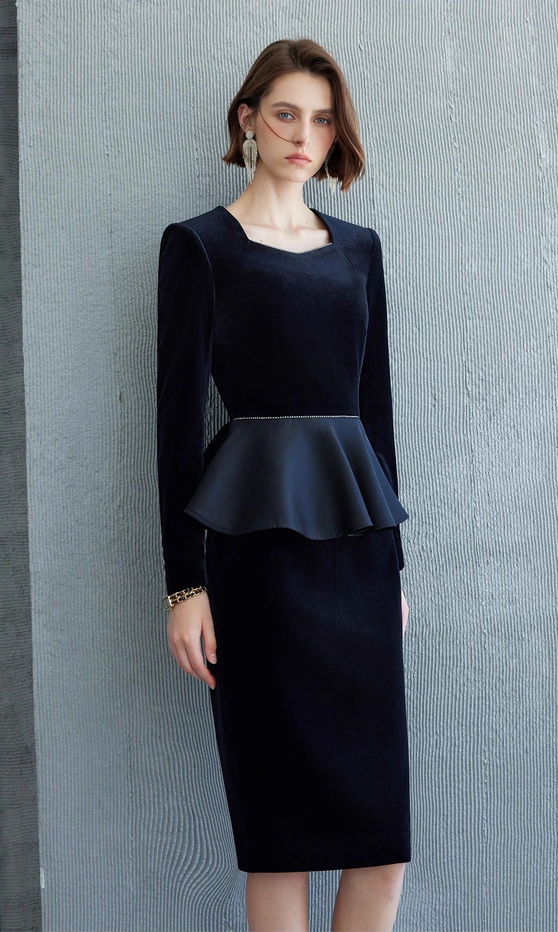 Midnight Velvet Peplum Dress