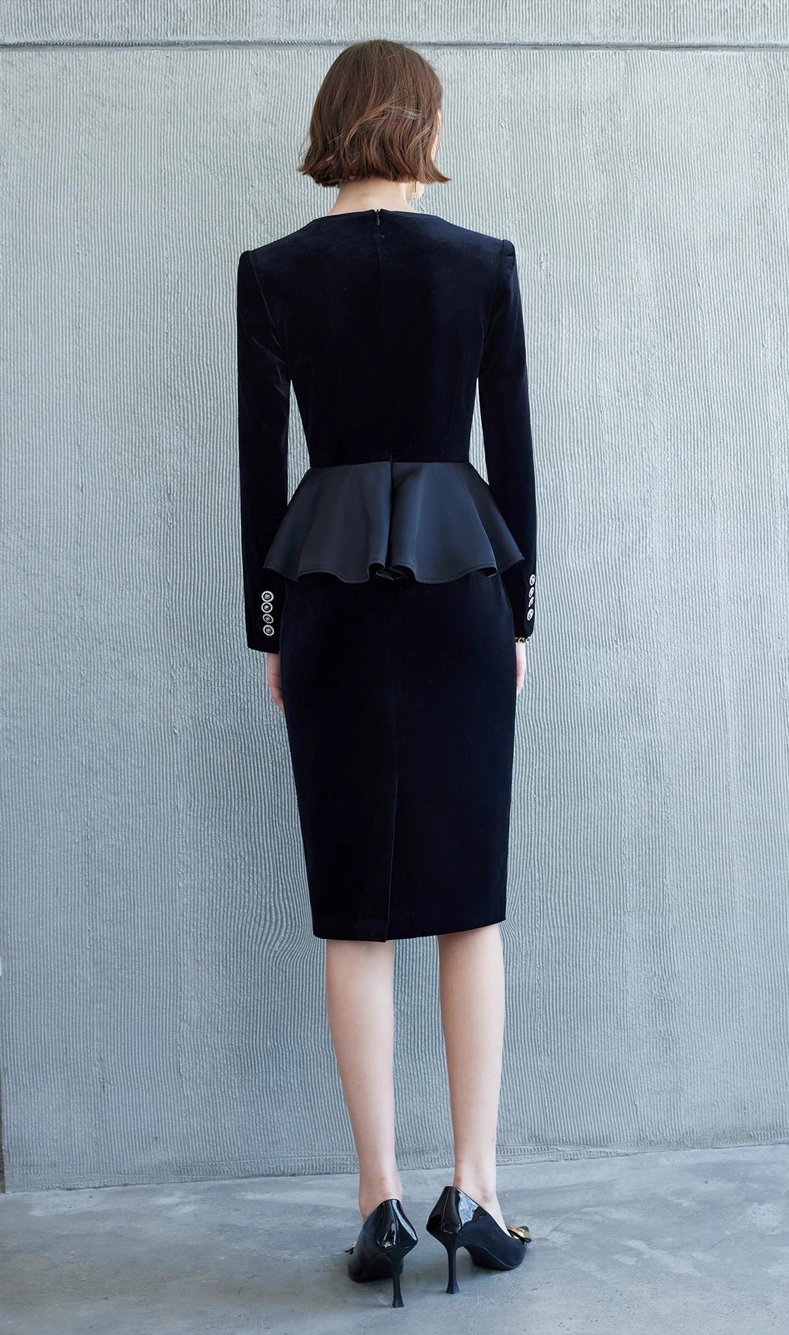 Midnight Velvet Peplum Dress