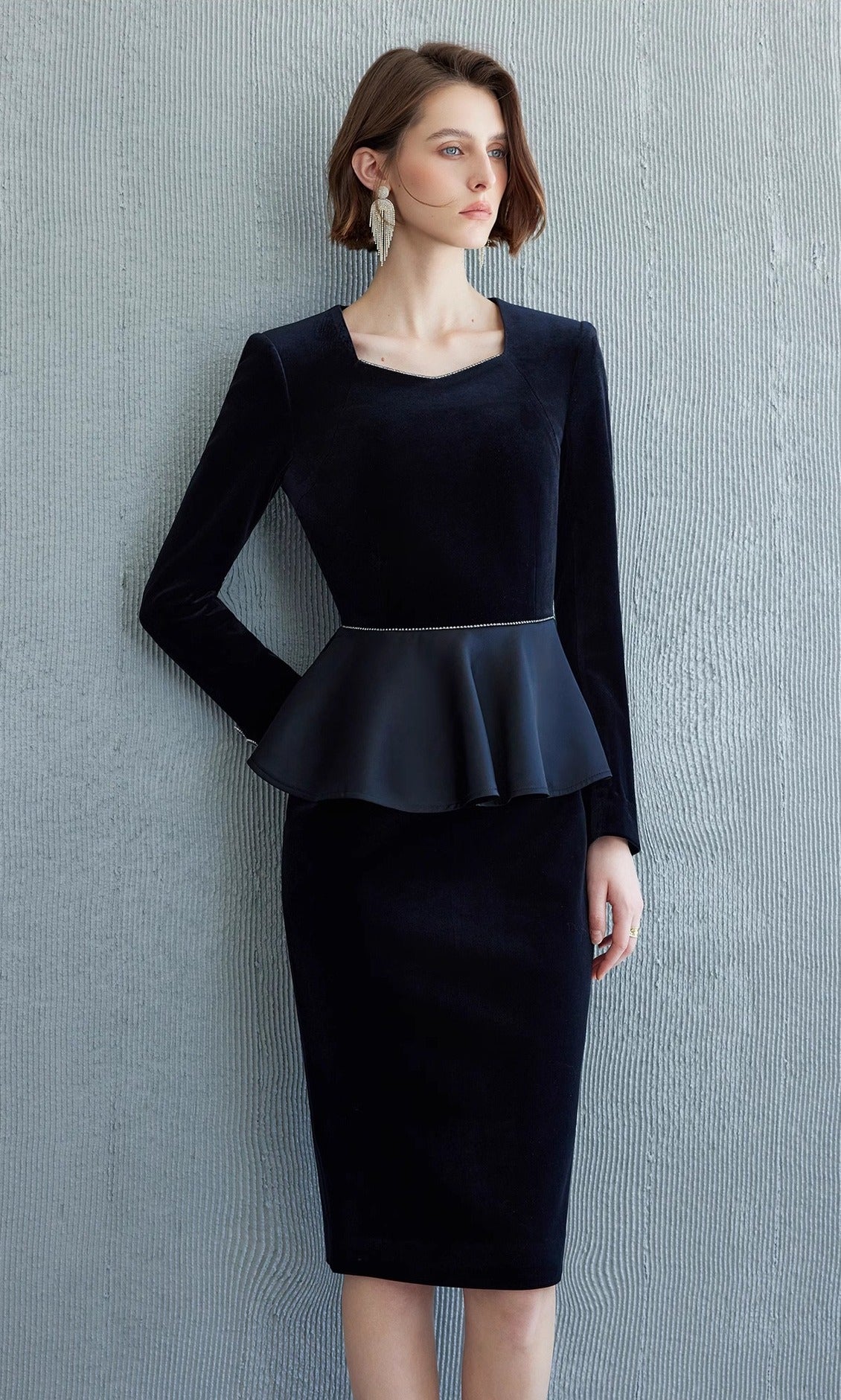 Midnight Velvet Peplum Dress
