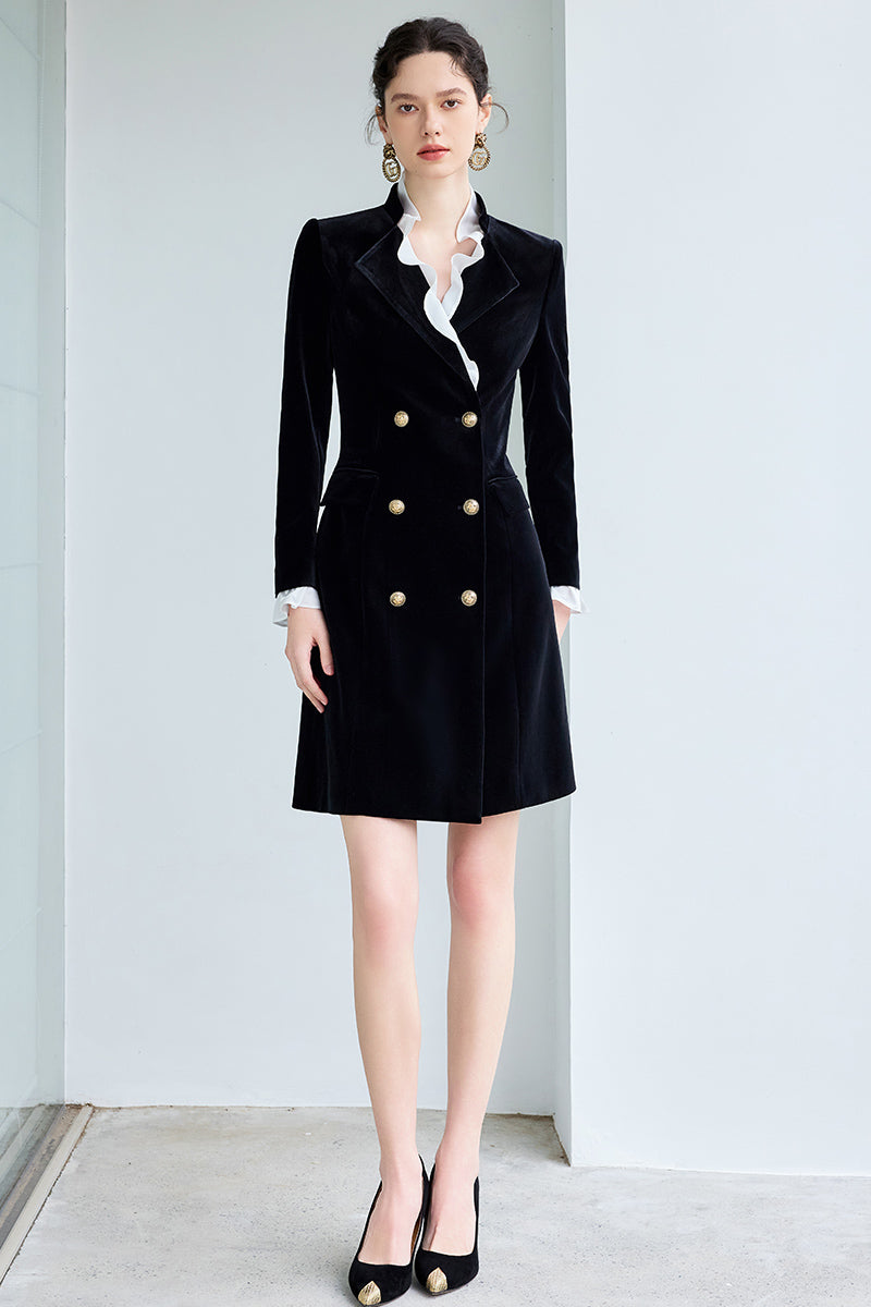 Midnight Double-Breasted Blazer Dress