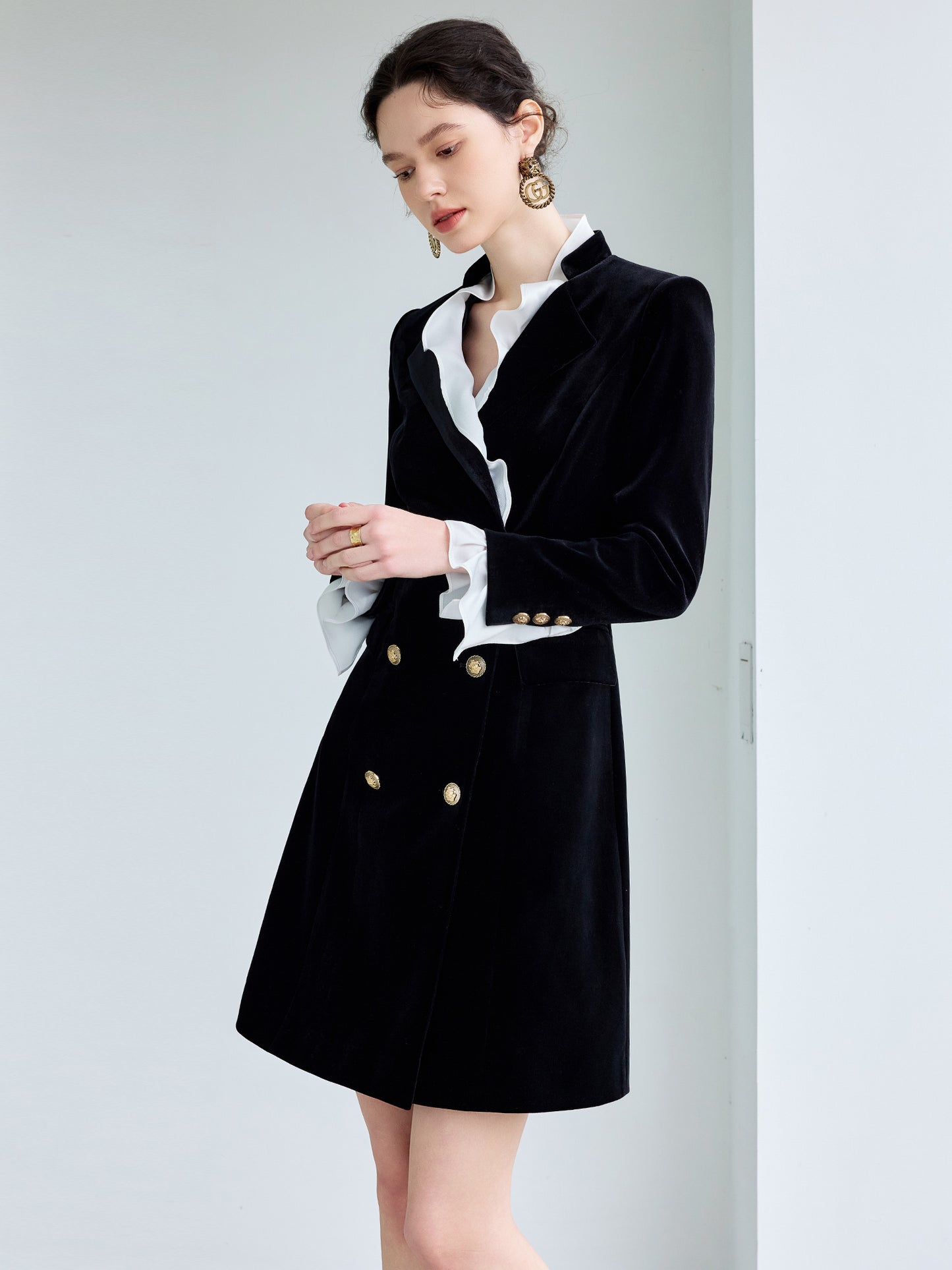 Midnight Double-Breasted Blazer Dress
