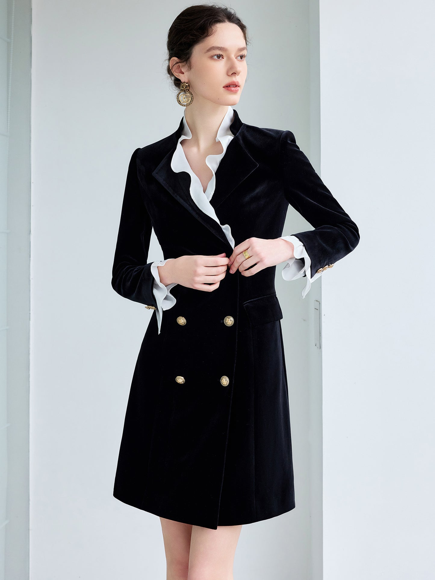 Midnight Double-Breasted Blazer Dress