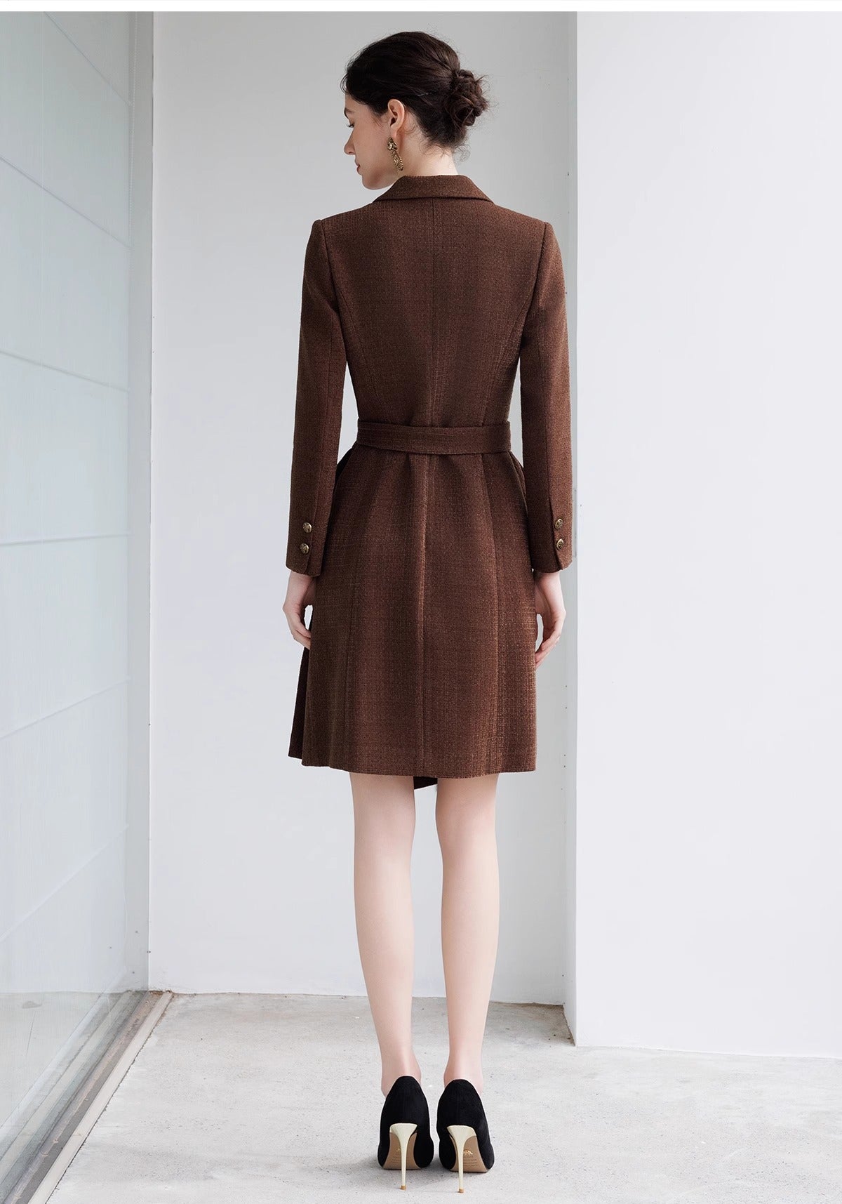 Mocha Majesty Belted Blazer Dress