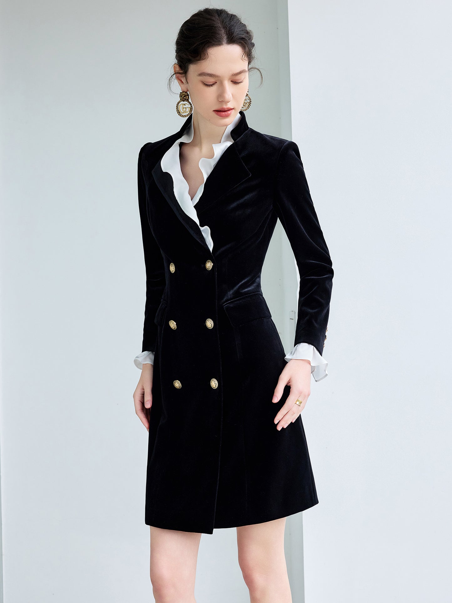 Midnight Double-Breasted Blazer Dress
