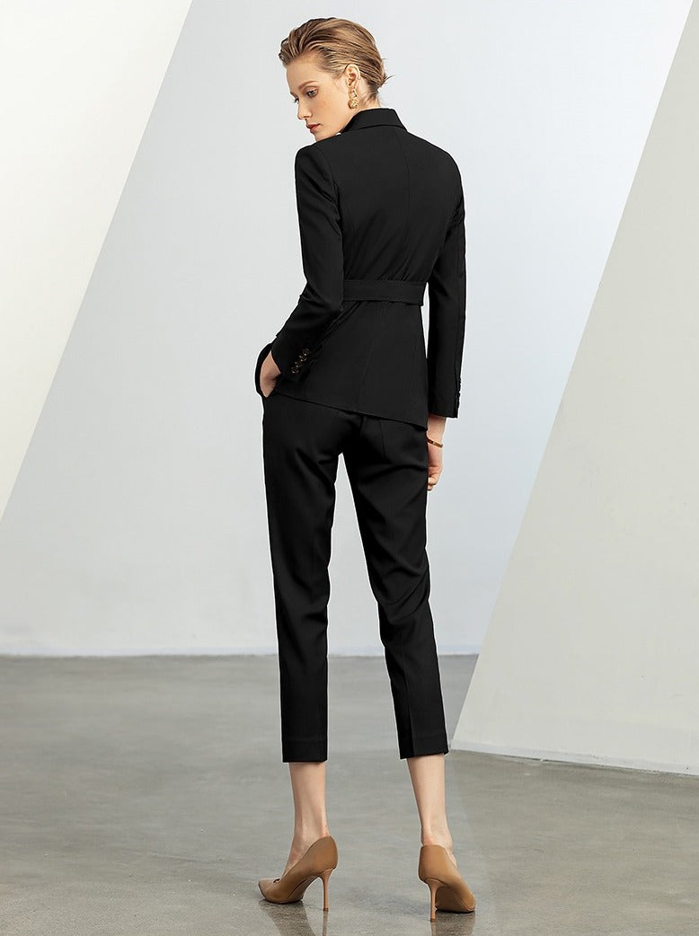 Élise Noir Power Suit Set – Premium Double-Breasted Blazer & Tailored Pants