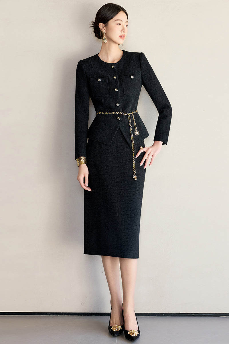 Noir Prestige Tweed Suit Set