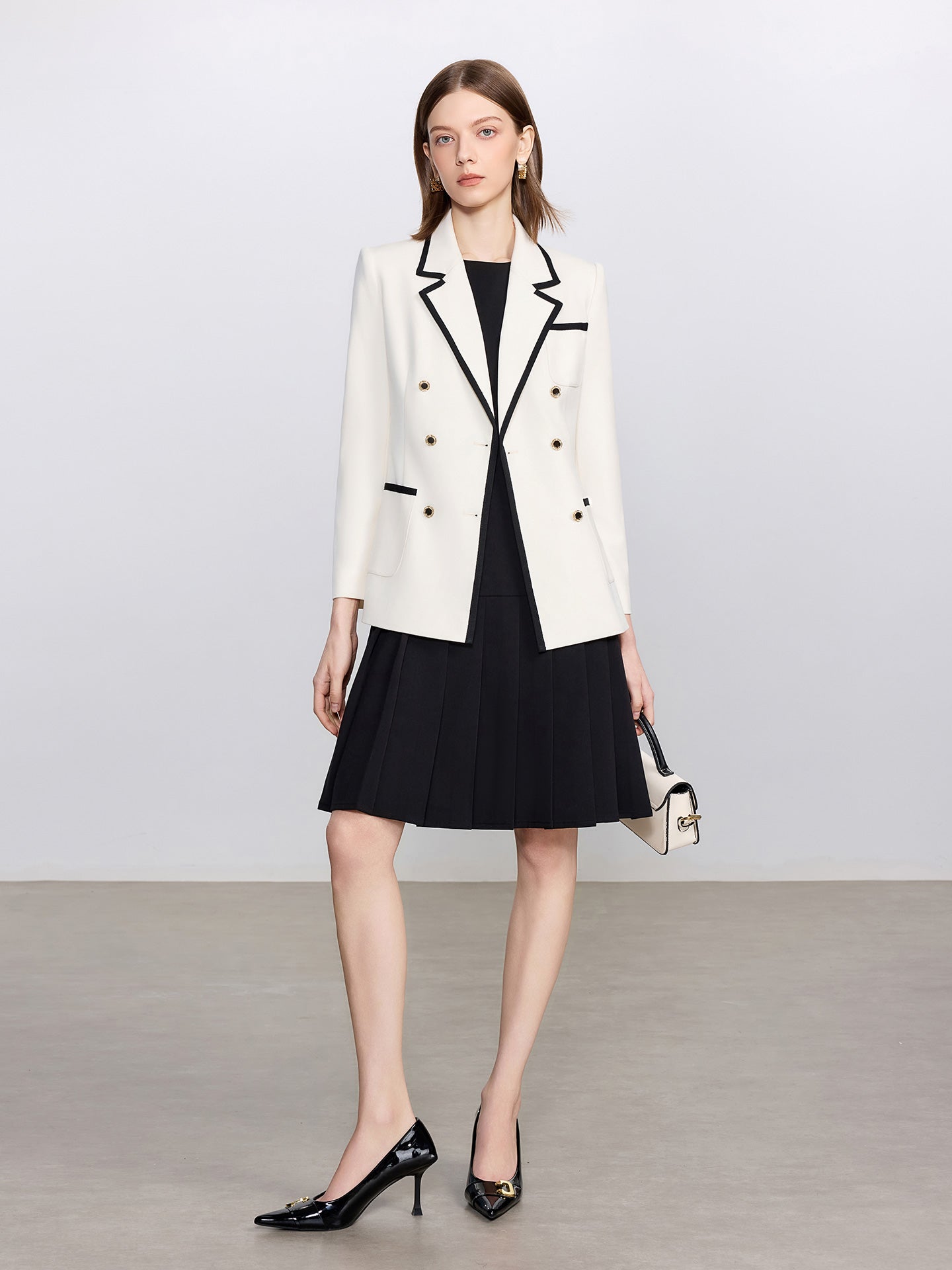 Monochrome Majesty 3-Piece Power Set (Blazer+Pant+Dress)