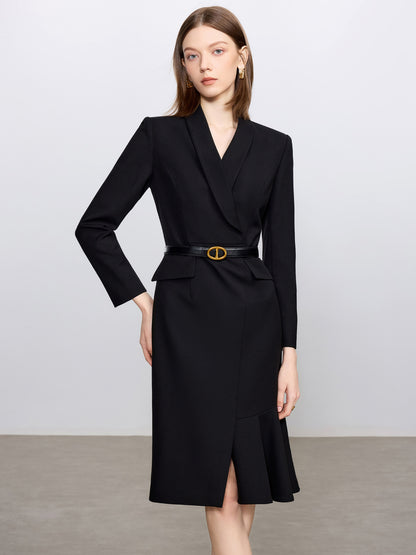 Noir Étoile Belted Blazer Dress