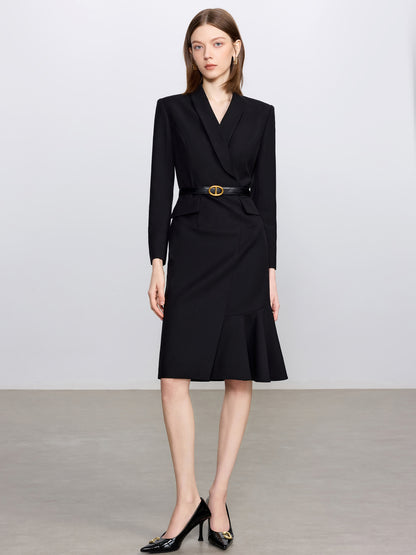Noir Étoile Belted Blazer Dress