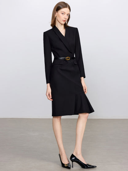 Noir Étoile Belted Blazer Dress