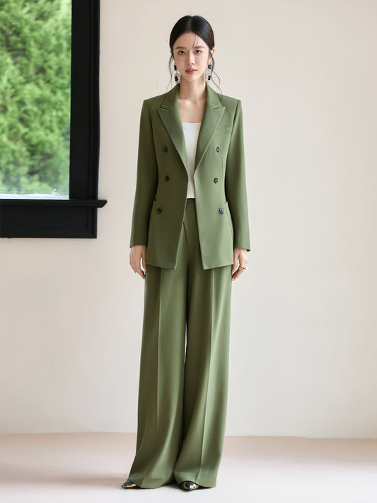 Solène Élégance Olive Tailored Suit